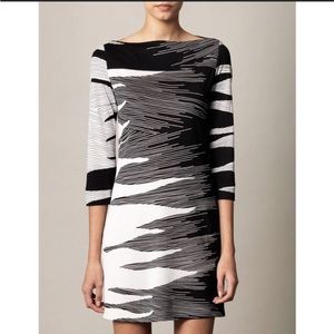 Diane Von Furstenberg Ruri Dress Black & Ivory 100% Silk Jersey tunic mini dress